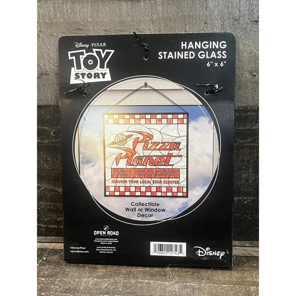 Disney Toy Story Pizza Planet Hanging Stained Glass Sign 6x6 Open Road Brands